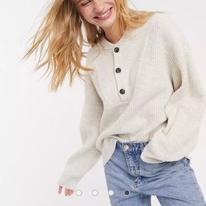 ASOS cream/oatmeal half button sweater